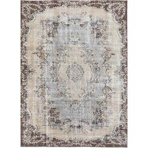 Vintage Beige <b>Brown</b> Hand Knotted <b>Wool</b> Rug for Home Use-for Living Hallway Entryway Teen's Bedroom Medallion Rectangle Puzzle - Product Image 1