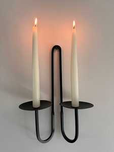 Applique murale en verre et fer, porte-bougie, style minimaliste, support en métal noir, décoration de maison, art de luxe, cylindre, bouclier contre les ouragans, hôtels - Product Image 3