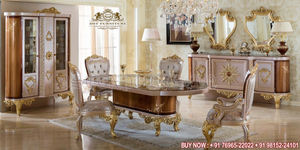 Meubles de salle à manger de style baroque blanc et or, table à manger luxueuse à 6 places, entièrement sculptée, look classique, ensemble de salle à manger USA - Product Image 5