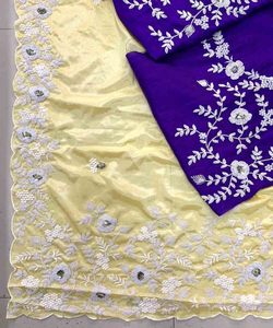 Sari en soie brodé de créateur, conçu pour les occasions spéciales, avec pièce de chemisier, marché de gros, prix bas, sari en vrac, vêtements pour femmes, 500 articles - Product Image 6