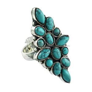 แหวนเงินสเตอร์ลิง925หินเทอร์ควอยซ์ดีไซน์สวยแหวนเงินเทอร์ควอยซ์สำหรับ925เครื่องประดับอินเดีย - Product Image 1