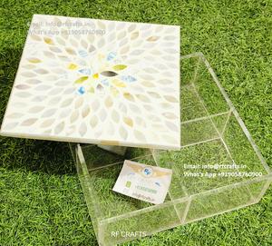 Cajas acrílicas con incrustaciones de nácar n Box Mini Cube Containers con tapas para dulces Joyas para postres dulces - Product Image 2