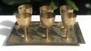 แก้วไวน์ทองเหลืองทำมือ สลักลาย แก้วน้ำโลหะสไตล์วินเทจ ของตกแต่งบาร์สไตล์โบราณ ของขวัญแต่งงาน ภาชนะบนโต๊ะอาหารแบบคลาสสิก - Product Image 6