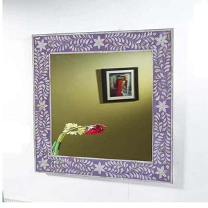 Espejo de pared de lujo hecho a mano, madre perla y madera de inspiración vintage para sala de estar moderna e interiores de bodas - Product Image 1