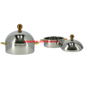 หม้ออุ่นอาหารทำจากโลหะแบบใหม่หม้อสแตนเลสสีทองแบบทุบออกแบบอย่างหรูหรา - Product Image 6
