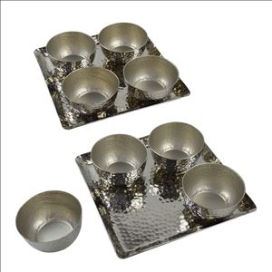 การออกแบบมาใหม่ชุดของสี่ขนมชามและถาดพร้อมกับการออกแบบโลหะแข็งชามหวานหลายสีจบ - Product Image 6