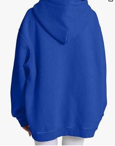 Sudadera con Capucha Azul Extra Grande para Mujer, Sudadera Deportiva de Manga Larga, Informal, para Otoño e Invierno - Product Image 4