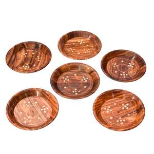 Juego de 6 Platos de Madera Tallados Tradicionales Ecológicos, Platos Redondos de Madera 100% Premium al por Mayor - Product Image 5