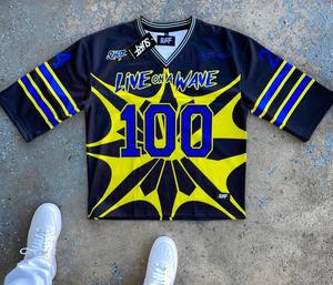 Personalizado con cuello en V Boxy Sublimado Jersey Camisetas Impreso Fútbol Vintage Boxy Oversized Retro Mesh Jersey - Product Image 4