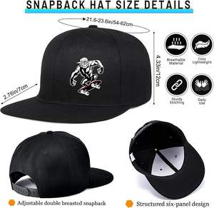Gorras de Béisbol Snapback con Diseño Cristiano, Estilo Deportivo, Tela Común, Ajustables, Visera Plana Negra, Unisex para Hombre y Mujer - Product Image 3