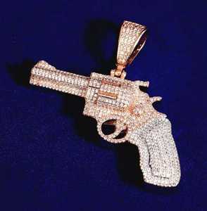 Colgante de Oro con Micro Pavé de Moissanita en Forma de Pistola 3D, Estilo Hip Hop, Cadena para Hombre, Accesorios de Moda, Certificado GRA, Perfecto - Product Image 3