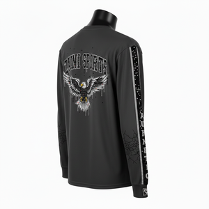 เสื้อยืดแขนยาว ผ้าคอตตอนผสมโพลีเอสเตอร์ เนื้อผ้าเรียบ สีเทาเข้ม ด้านข้างพิมพ์โลโก้ตามสั่ง เสื้อยืดแขนยาว สำหรับผู้ชาย - Product Image 5