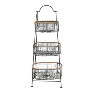 Simple Creative Iron Metal <b>Wire</b> <b>Wire</b> Fruit <b>Basket</b> 3 Tier Black Tabletop Storage <b>Basket</b> for Home and Living Room Decoration - Product Image 3
