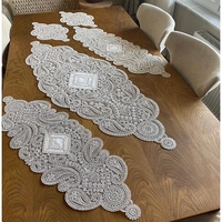 Ensemble de nappes et de sets de table en polyester jacquard à motif floral en dentelle française de style vintage pour mariage ou fête, 5 pièces
