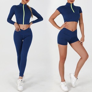 Medias sin costuras gimnasio Deportes Crop Top Pantalones Leggings Conjuntos Yoga Fitness Wear - Product Image 6