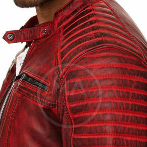 Chaqueta de cuero de alta calidad Chaqueta de cuero con logotipo personalizado Ropa de moda Chaqueta de cuero para hombres - Product Image 5