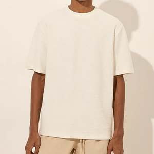 T-shirts en coton tricoté formel personnalisés de haute qualité pour hommes en gros coupe régulière à manches courtes col rond solide Logo personnalisé - Product Image 2