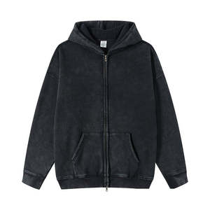 Sudaderas con cremallera en blanco lavadas de alta calidad al por mayor con logotipo personalizado sudaderas con capucha con cremallera completa de gran tamaño con logotipo personalizado para hombres - Product Image 6