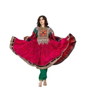 2025 traditionnel afghan Kuchi Festival robe femmes à la main motif brodé naturel longueur au sol ceinture réfléchissant pachtoun - Product Image 1