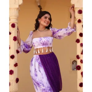 ชุดเดรสลายดอกไม้สไตล์ดอติ ไไซร่า เลเวนเดอร์ ชุดเดรสพิมพ์ลายดอกไม้สุดหรูพร้อมกระโปรงทรงดอติ - Product Image 5