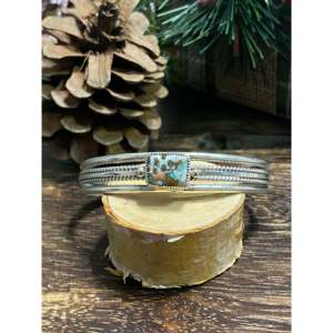 Navajo-Made Mohave Turquoise & Sterling <b>Silver</b> <b>Cuff</b> <b>Bracelet</b> Cultural Collectible Jewelry - Product Image 5