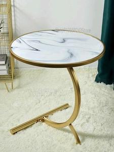 Table basse latérale à pieds en métal Table de chevet latérale en marbre Nouveau salon Fer de luxe moderne - Product Image 6
