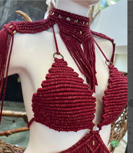 Handmade Macrame Dress Cotton Hand Woven <b>Festival</b> Clothing Bustier Crop <b>Top</b> Women Macrame Beach Dress - Product Image 2