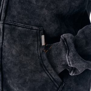 High Quality Zipper Acid Wash Tracksuits Winter <b>Hooded</b> Casual Solid Streetwear Vintage Fleece Cotton Custom Unisex OEM - Product Image 5