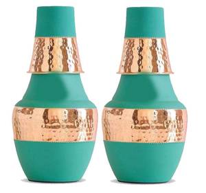 High Quality Pure Copper Bedroom <b>Bottle</b> with Inbuilt Glass Premium Packaging, Ayurvedic Copper Vessel, Made in India <b>Metal</b> - Product Image 3