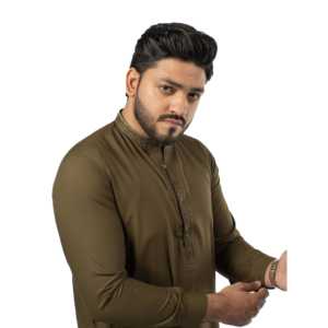 Kurta Nadeem P-17 Tradicional de Manga Larga, Algodón de Peso Medio, Verde, para Novio, Estilo Mehndi - Product Image 6