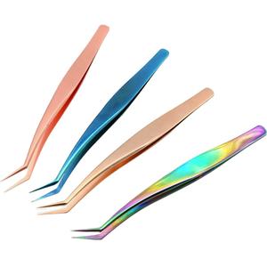 Pince à épiler en acier inoxydable à 45 degrés pour l'extension des cils, isolation des cils individuels et application de volume - Product Image 1