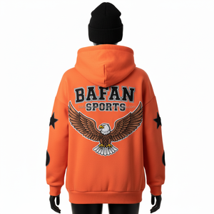 Sudadera con capucha de poliéster de algodón GSM de alta calidad para mujer, forro polar interior naranja, bordado de águila personalizado, moda deportiva, sudaderas básicas para mujer - Product Image 2