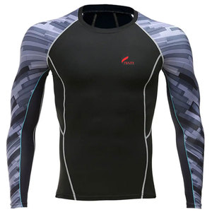 เสื้อแรชการ์ด MMA สำหรับผู้ชายเสื้อแรชการ์ดแบบซับลิเมชันพิมพ์ลายสีทึบออกแบบได้ตามต้องการ - Product Image 1