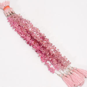 ลูกปัดแซฟไฟร์ลูกปัดทรงลูกแพร์สีชมพูลูกปัดพลอยแซฟไฟร์สีชมพูลูกปัดแซฟไฟร์สำหรับทำเครื่องประดับ - Product Image 1