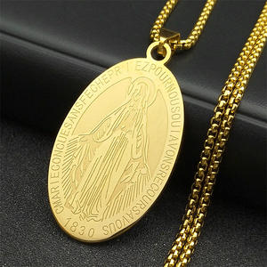 Nouveau Collier Pendentif Hip-Hop Tendance Géométrique Vierge <span class=keywords><strong>Marie</strong></span> en Acier Inoxydable Plaqué Or de Haute Qualité, Bijou Cadeau - Product Image 2
