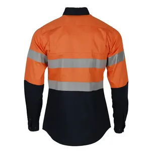 High Visibility Work Wear Safety Vest Shirts Reflective Shirt Oem Hi Vis 100% Cotton Safety Reflective <b>Fire</b> Retardant Work Shirt - Product Image 2