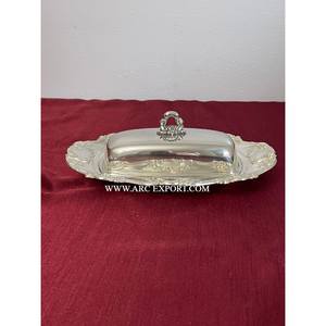 จานและจานชีสโต๊ะรับประทานอาหารแบบคลาสสิกจานเนยกระจกขัดเงาของตกแต่งโต๊ะทำจากสแตนเลสดีไซน์ล่าสุด - Product Image 1