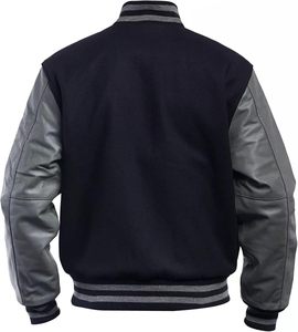 Chaqueta universitaria personalizada para escuela secundaria, mezcla de piel sintética de lana de primera calidad, nuevo estilo Letterman, lona vaquera reversible para invierno - Product Image 6
