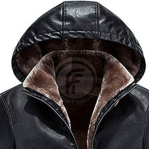 เสื้อแจ็คเก็ตหนังวัวมีฮู้ดพร้อมโลโก้สั่งทำพิเศษสำหรับผู้ชาย เสื้อผ้าแฟชั่นคุณภาพสูง - Product Image 4