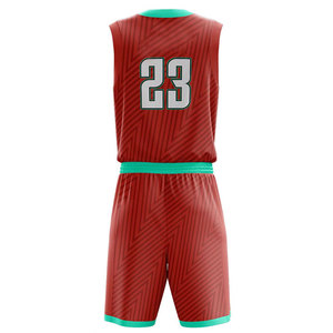 Maillot de sublimation vierge OEM Robe de basket-ball imprimée en couleur rouge Maillot de basket-ball réversible personnalisé avec logo grande taille - Product Image 5