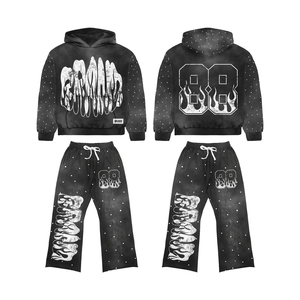 Conjunto Deportivo Casual para Hombre y Mujer, Chaqueta con Capucha y Pantalones Deportivos con Bloques de Color y Parches, Ropa Deportiva de Calle con Contraste - Product Image 2