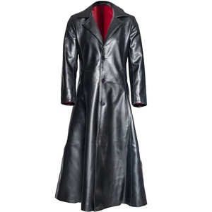 <b>Black</b> Single Breasted Long Trench Coat Leather Jacket <b>Men</b> Windbreaker Autumn Winter Pu Leather Jacket Business Male <b>Overcoat</b> - Product Image 3