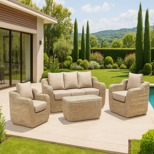 Juego de sofá de mimbre para exteriores, elegante y duradero para jardín, piscina, patio, hotel o villa, relajación - Product Image 1