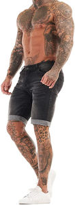 Short en jean avec logo personnalisé Streetwear pour hommes Short en jean avec design personnalisé en relief Short en jean avec chaîne imprimée et pierres pour hommes - Product Image 5