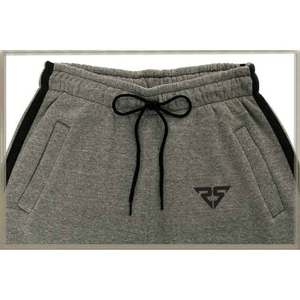 Ensemble de survêtements en molleton de coton 100% pour homme, gris avec rayures noires, fermeture à glissière, vêtements de sport et de sport avec logo - Product Image 2