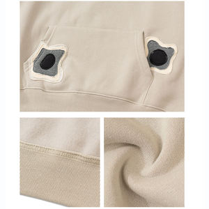 Sudaderas con capucha de hombre de peso pesado con parche de logotipo personalizado, Jersey de algodón con parche bordado, Sudadera con capucha con hombros caídos, sudaderas con capucha de talla grande - Product Image 6