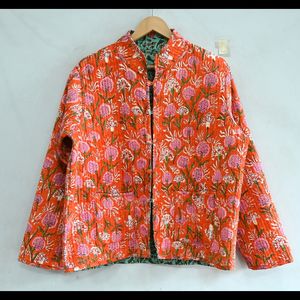 Veste en coton matelassé de style Boho fait à la main pour femmes manteau d'hiver avec impression de blocs bouton Kantha cadeau de décoration - Product Image 3