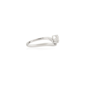 Anillo de Compromiso de Oro Blanco K14 con Diamante Natural en Forma de Corazón y Diseño de Onda Curva, Joyería de Boda al por Mayor - Product Image 5