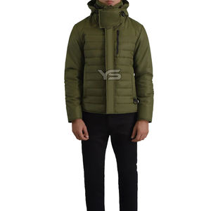 Veste matelassée coupe-vent grande taille pour hommes Tissu polyester respirant avec fermeture à glissière Motif solide pour l'hiver - Product Image 2