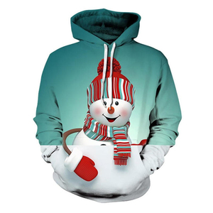 Sweat-shirt à capuche tendance pour homme, streetwear d'hiver, avec motif brodé de bonhomme de neige et de Père Noël, design personnalisé - Product Image 5